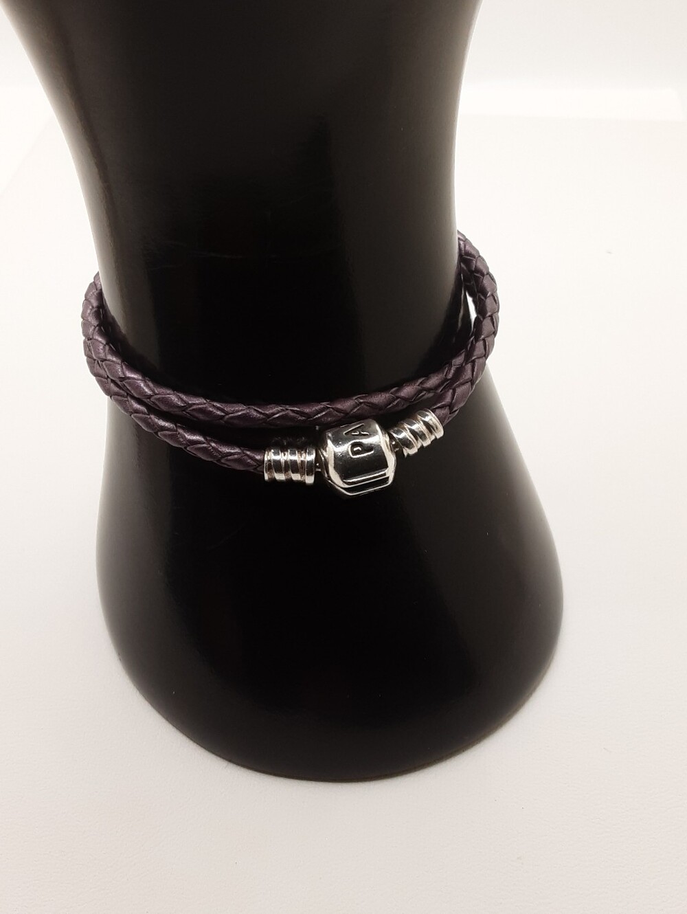 Authentic Pandora Double Wrap Purple Leather Bracelet - Excellent Used Condition